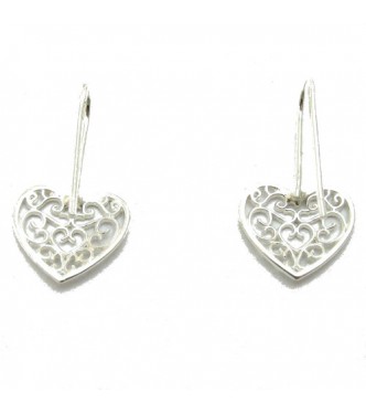 E000704 Stylish sterling silver earrings solid 925 Hearts Empress